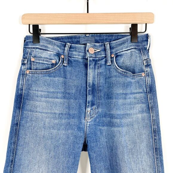 Mother High Waisted‎ Double Looker Hover Jeans First Mate Blue Raw Hem Sz 26 - Picture 5 of 12